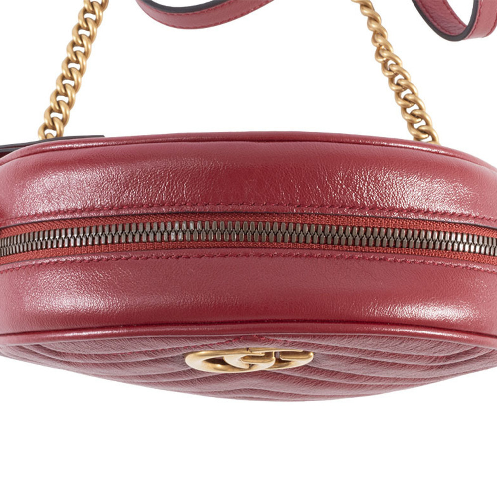 GUCCI Red Leather GG Marmont Shoulder Bag - Picture 7 of 16
